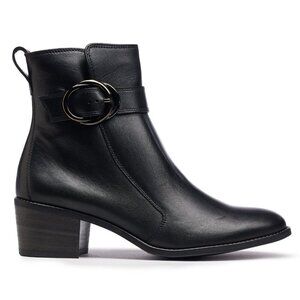 Paul Green Vanessa Womens 8 Black Leather‎ Moto Ankle Bootie Buckle NEW $559